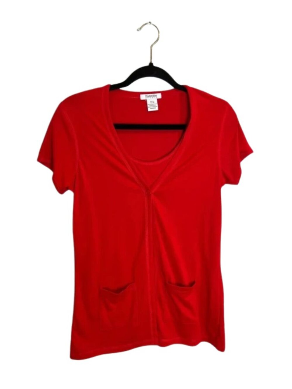 Hampshire Studio Women's Petite Short Sleeve Camisole Top Red Size M